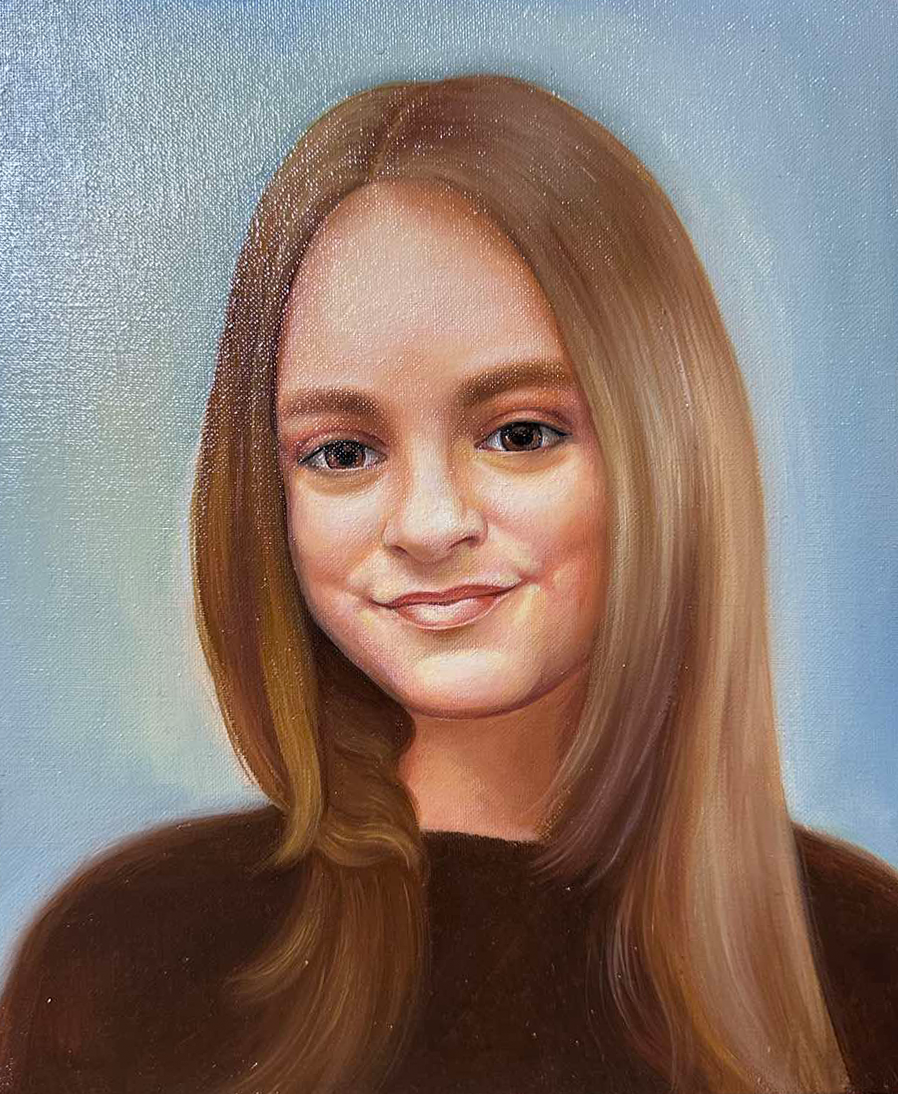 Portretul unei fetițe — pictat manual pe pânză